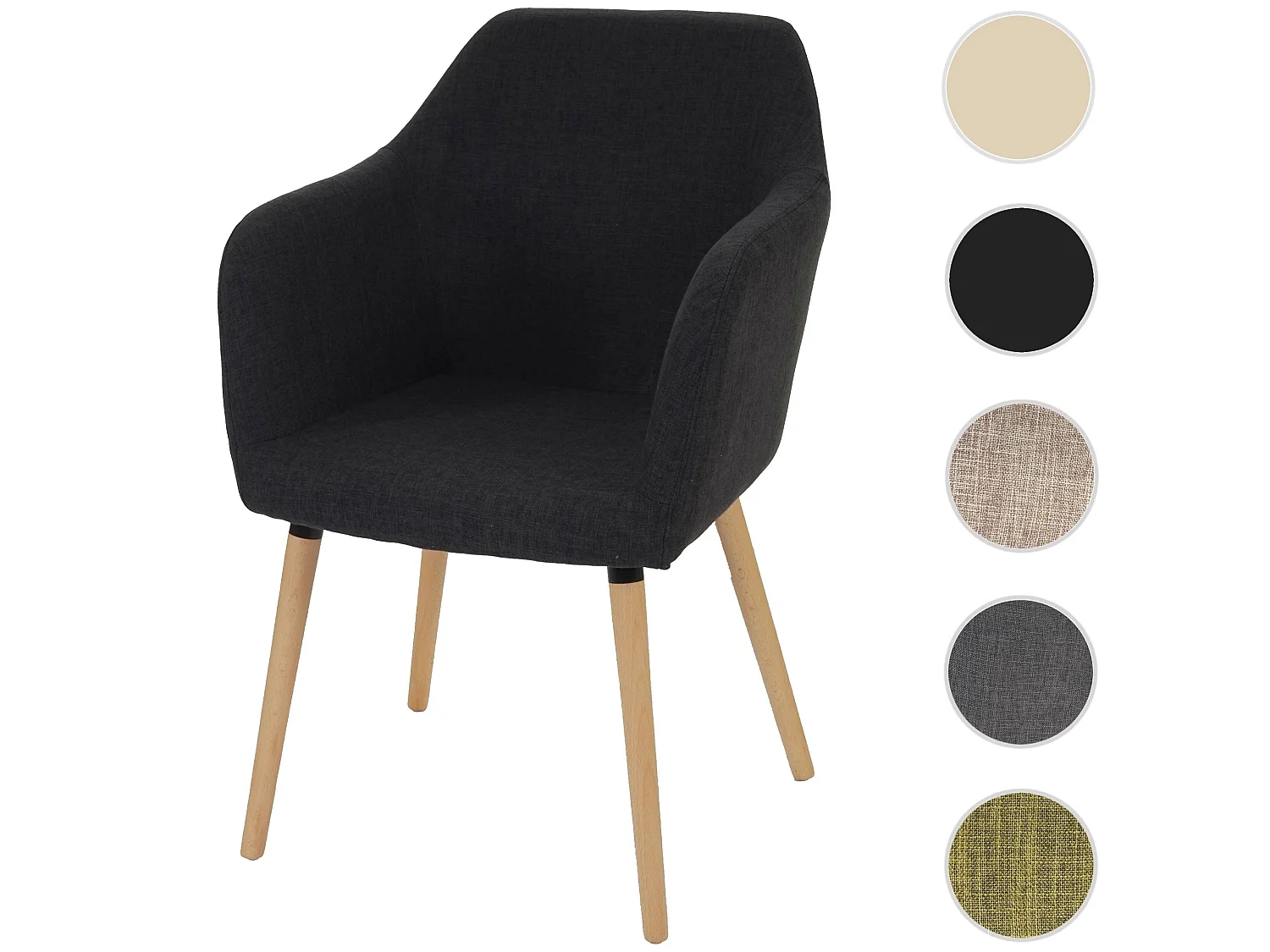 Chaise de salle à manger Vaasa T381,  tissu, gris foncé