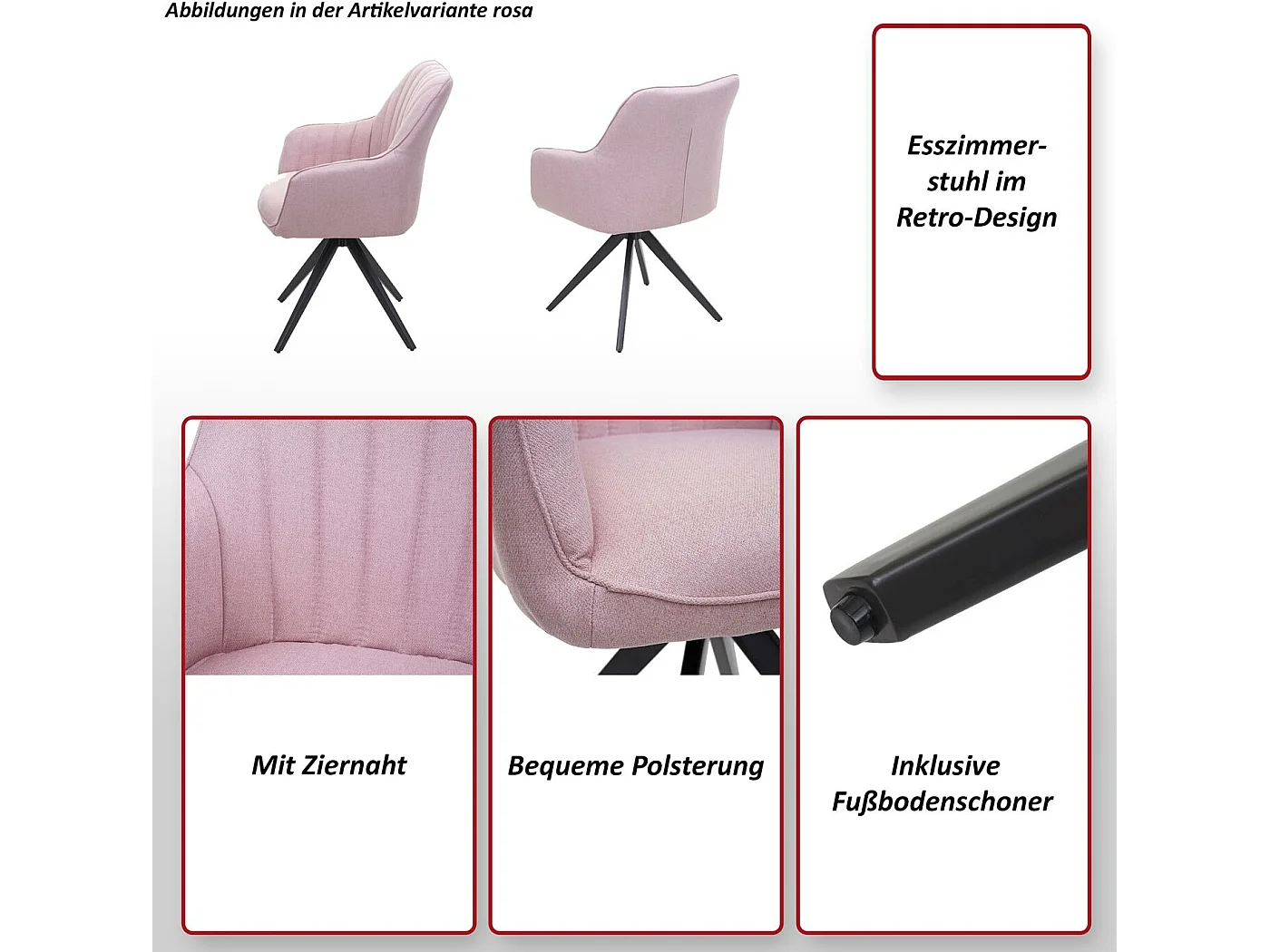 Chaise de salle à manger MCW-H73,  rosé