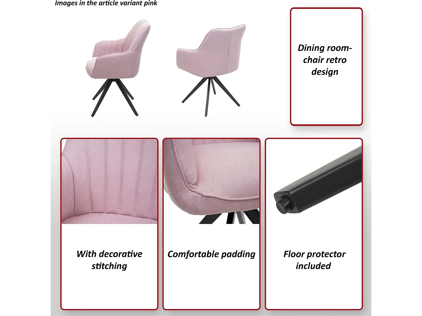 Chaise de salle à manger MCW-H73,  rosé