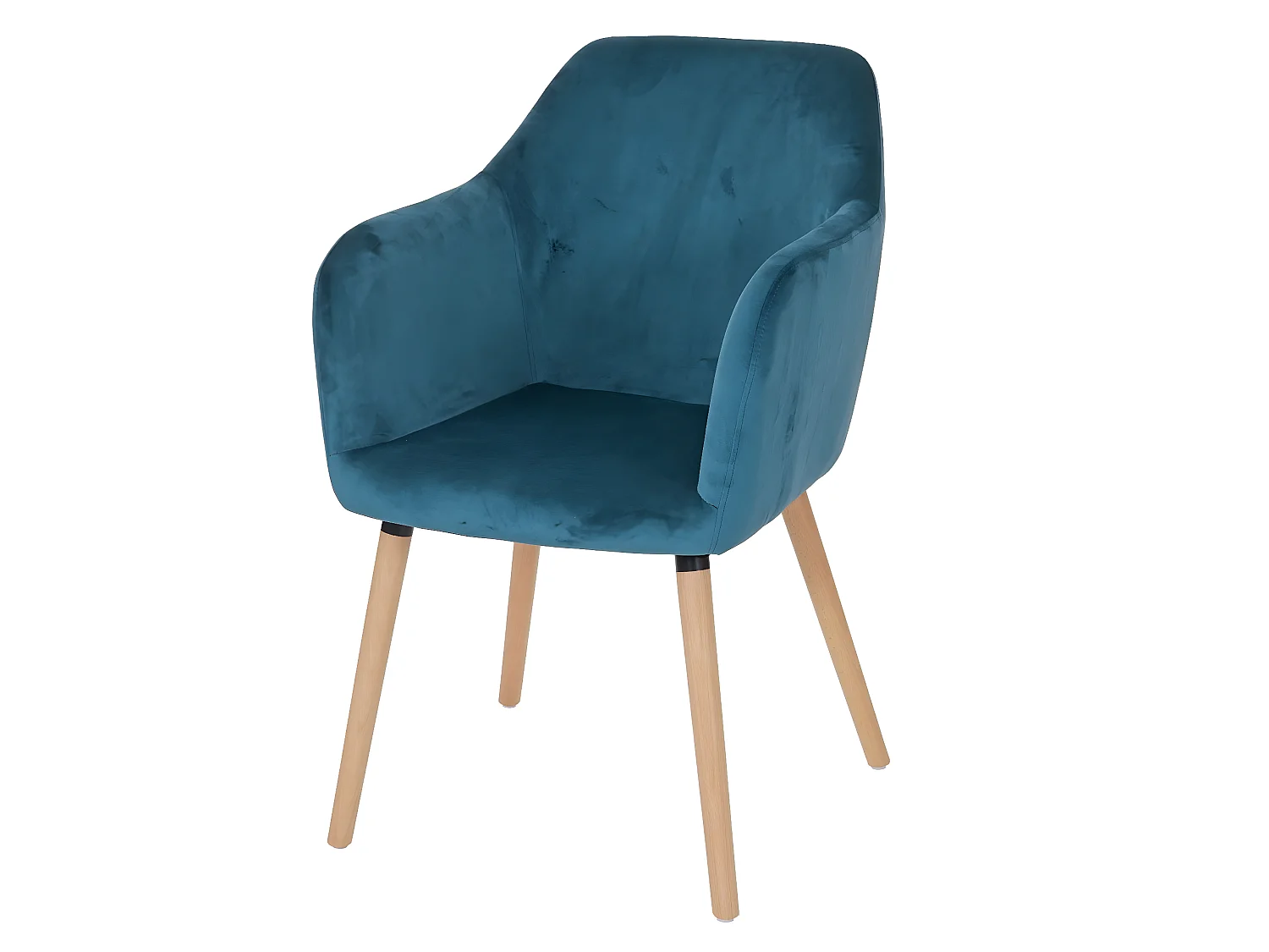 Cadeira de jantar Vaasa T381,  veludo, azul petróleo, pernas claras