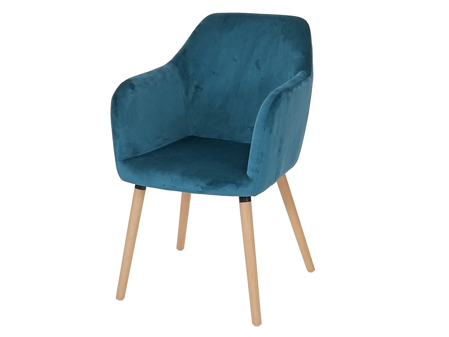 Cadeira de jantar Vaasa T381,  veludo, azul petróleo, pernas claras