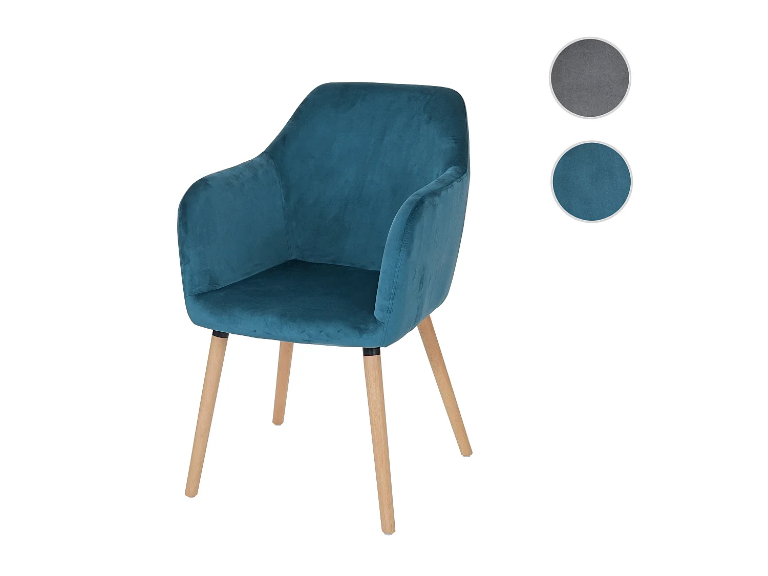 Eetkamerstoel Vaasa T381,  fluweel, petrolblauw, lichte poten