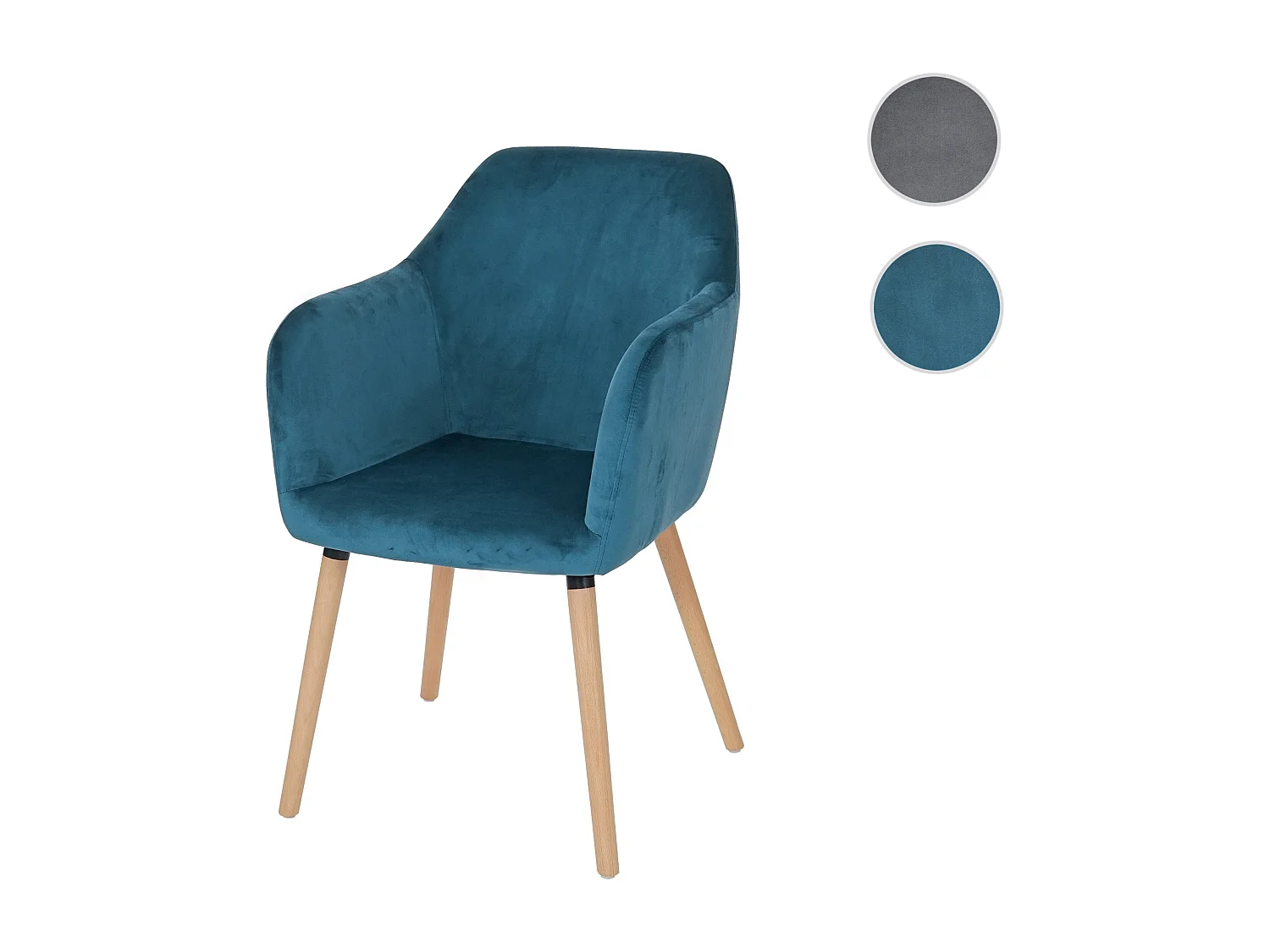 Chaise de salle à manger Vaasa T381,  velours, bleu pétrole