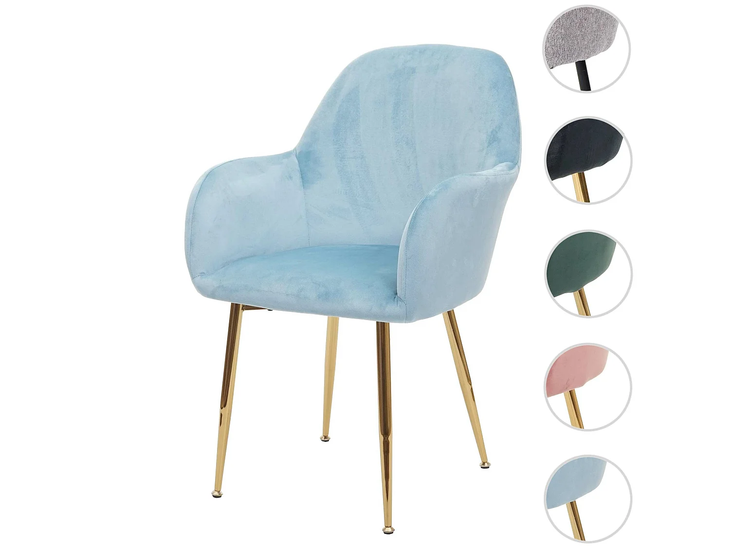 Eetkamerstoel MCW-F18,  fluweel mint, gouden poten