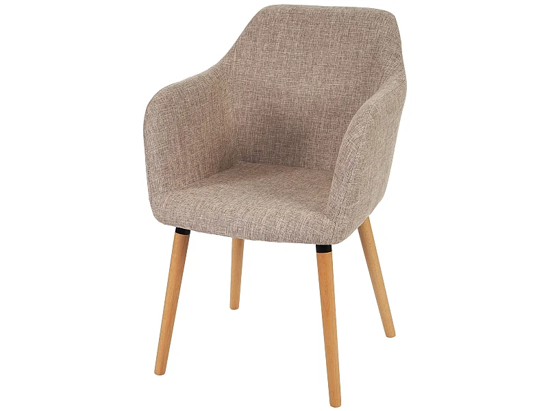 Eetkamerstoel Vaasa T381,  textiel, crème/grijs, lichte poten