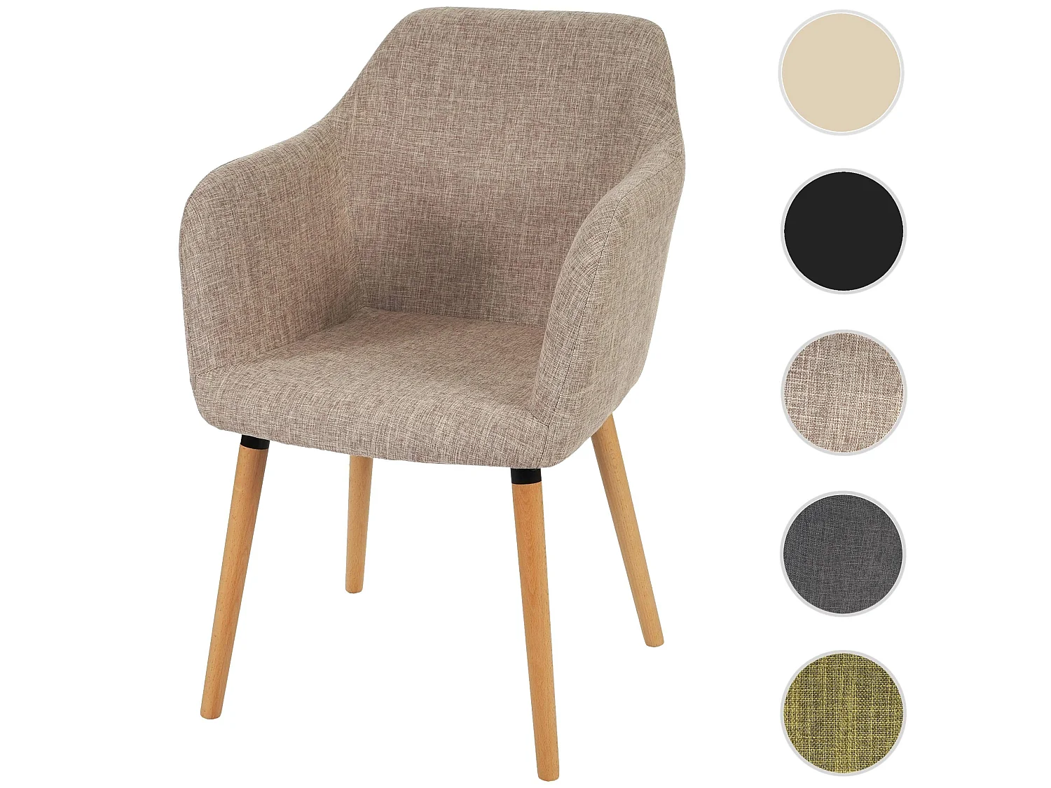 Serie Malmoe sedia sala da pranzo T381 legno massiccio ~ tessuto beige