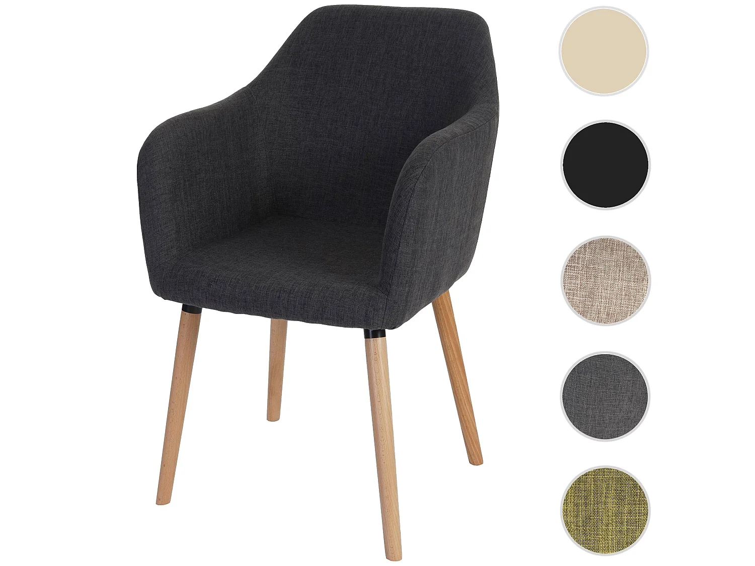 Serie Malmoe sedia sala da pranzo T381 legno massiccio ~ tessuto grigio