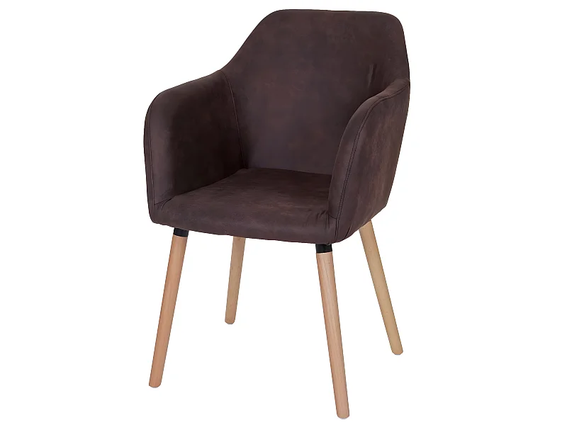 Esszimmerstuhl Vaasa T381, Textil, vintage dunkelbraun, helle Beine