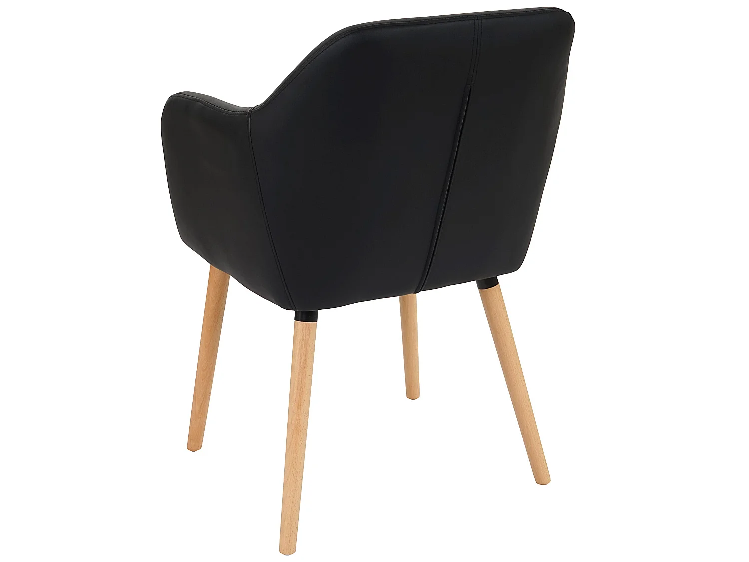 Silla de comedor Vaasa T381 (juego de 6),  polipiel, negro, patas claras