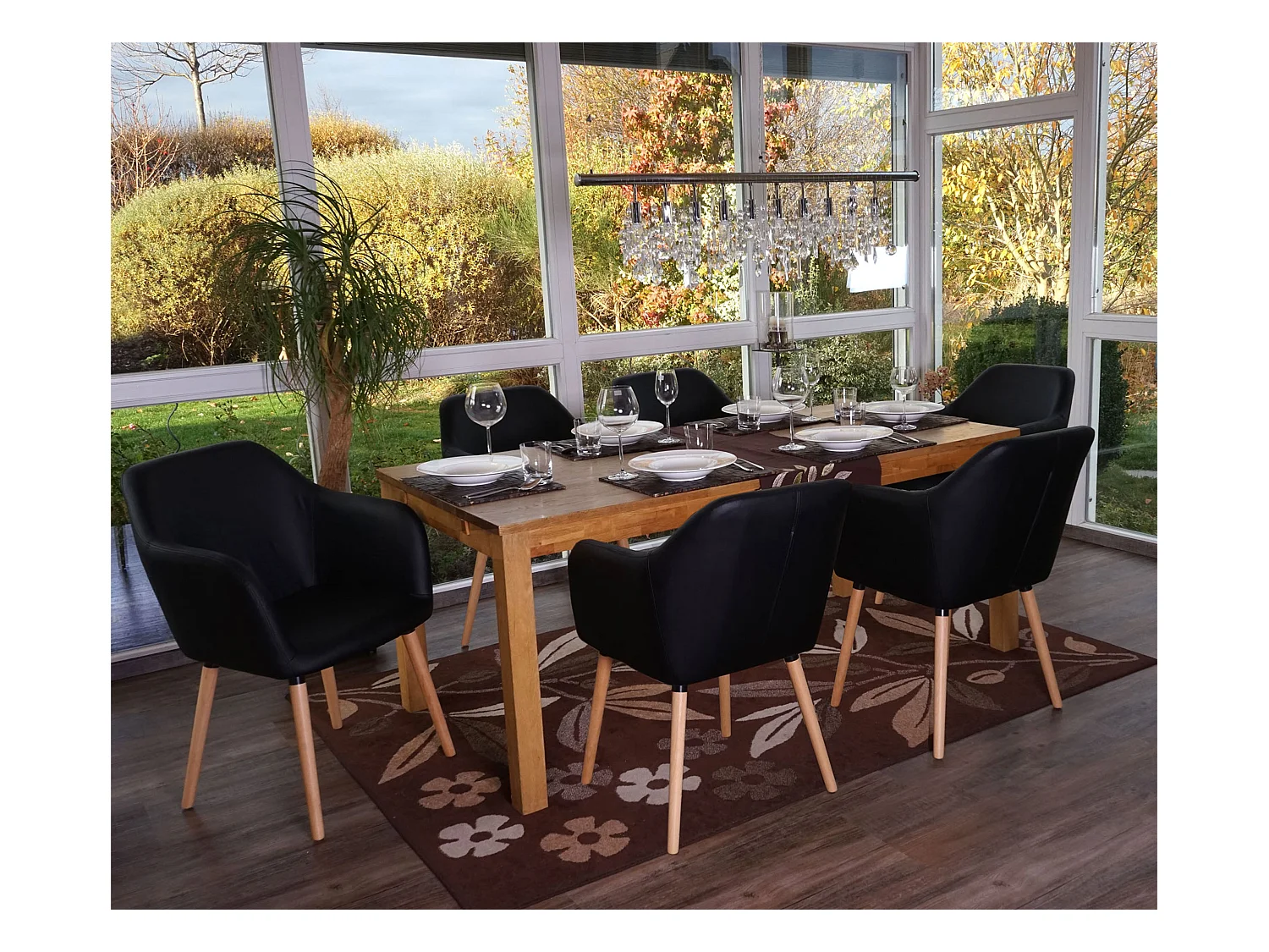 Chaise de salle à manger Vaasa T381 (lot de 6),  similicuir, noir