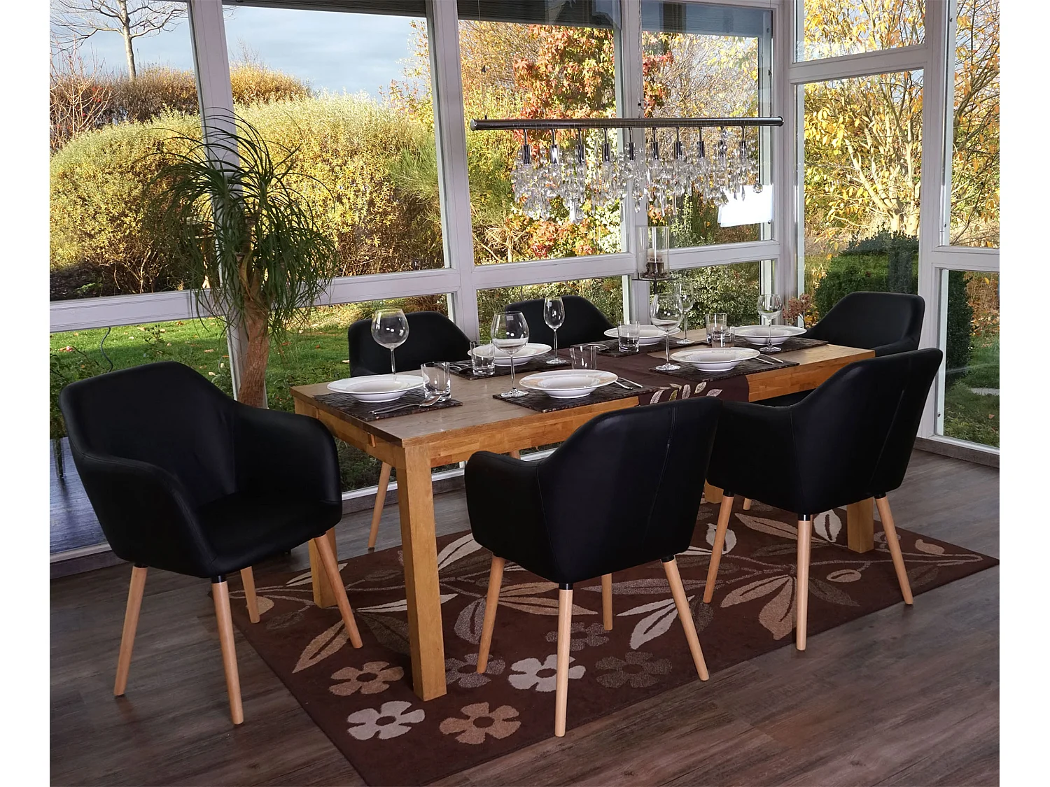 Chaise de salle à manger Vaasa T381 (lot de 6),  similicuir, noir