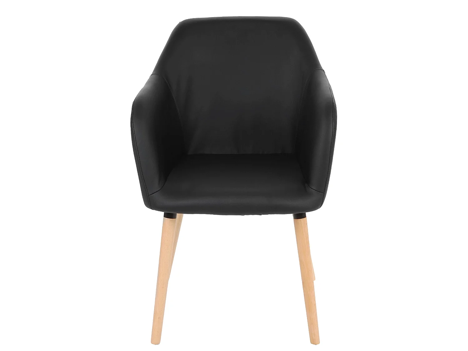 Krzesło do jadalni Vaasa T381 (zestaw 6 sztuk),  imitacja skóry, czarne, jasne nogi