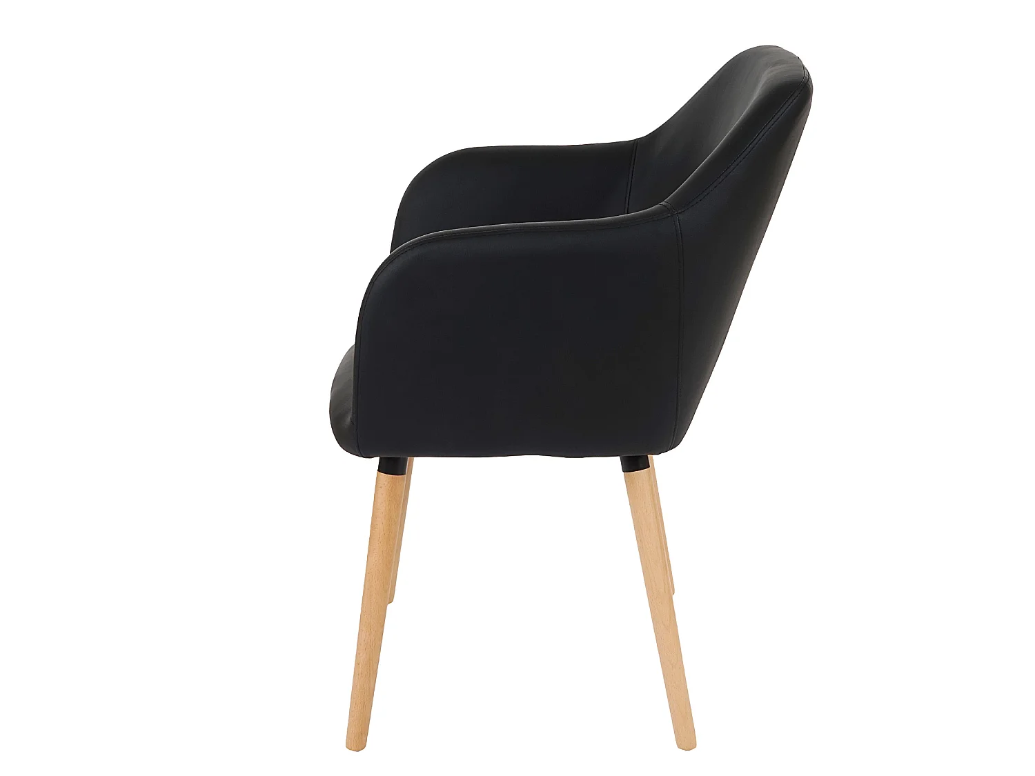 Krzesło do jadalni Vaasa T381 (zestaw 6 sztuk),  imitacja skóry, czarne, jasne nogi