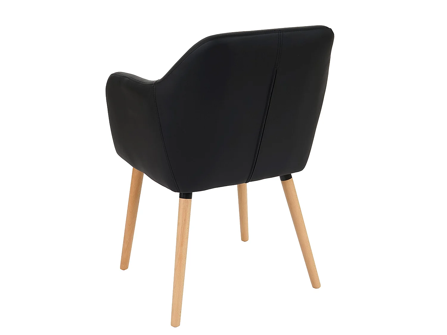 Krzesło do jadalni Vaasa T381 (zestaw 6 sztuk),  imitacja skóry, czarne, jasne nogi