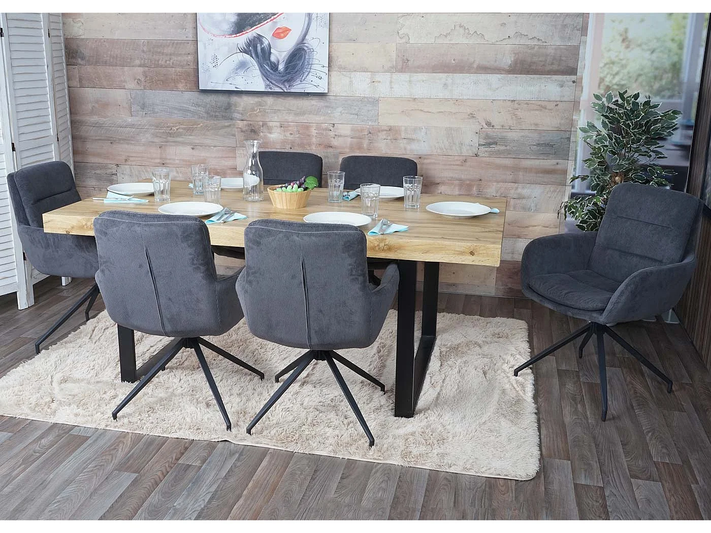 Eetkamerstoel MCW-K32,  Cord grijs