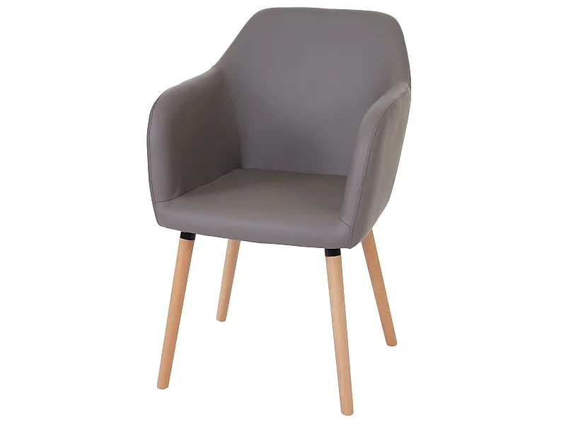 Serie Malmoe sedia sala da pranzo T381 legno massiccio ~ ecopelle grigio chiaro