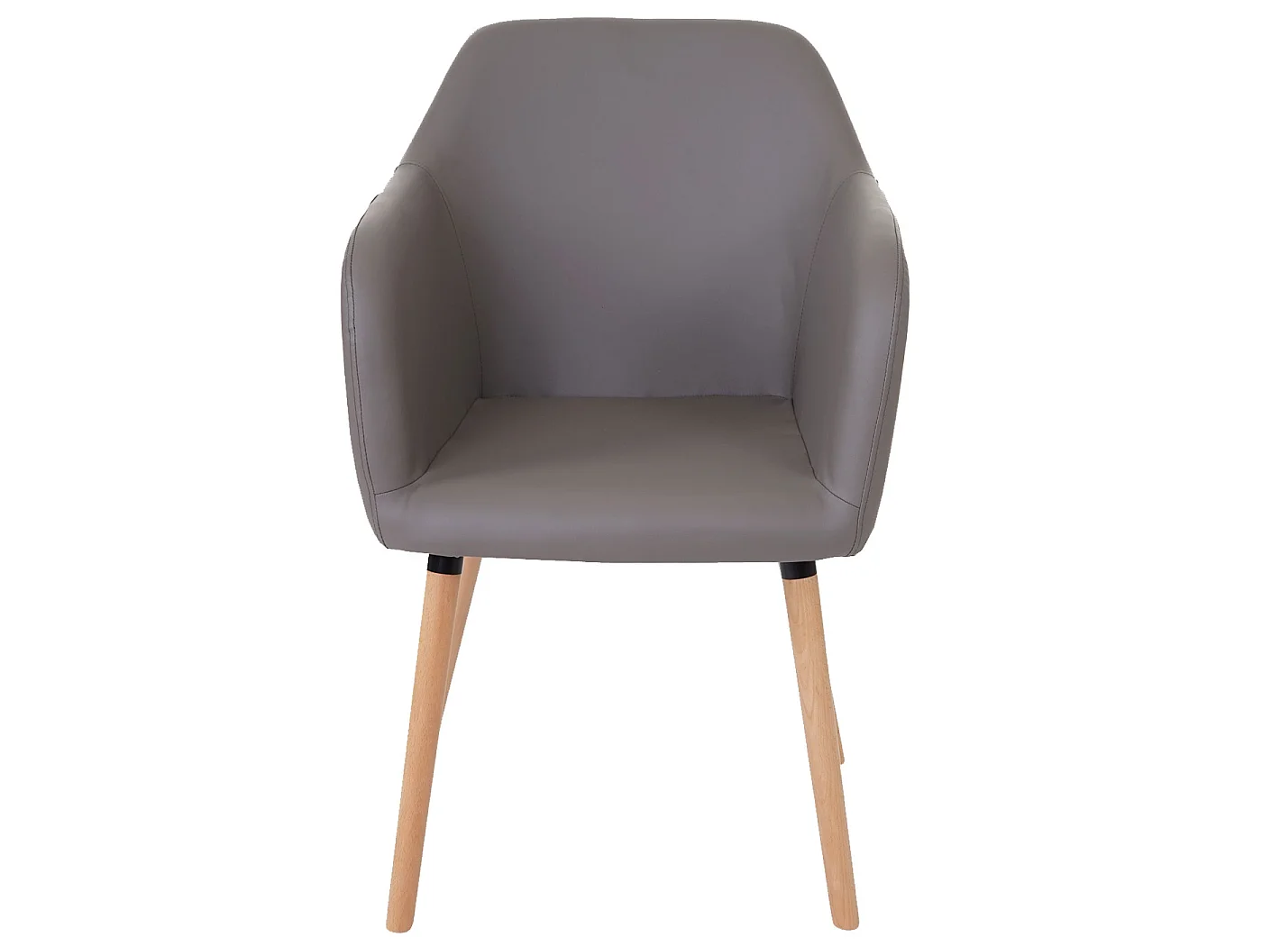 Silla de comedor Vaasa T381,  polipiel, gris topo, patas claras