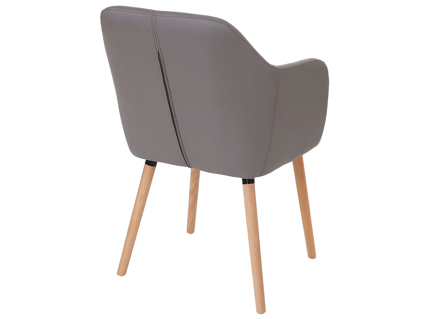 Eetkamerstoel Vaasa T381 (set van 6),  kunstleer, taupe-grijs, lichte poten