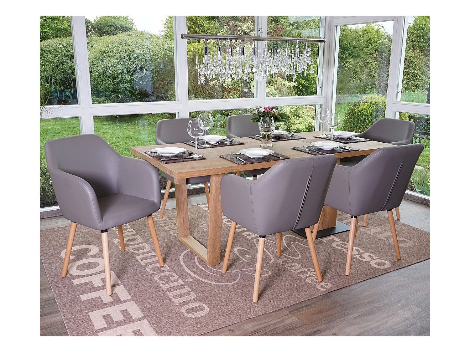 Chaise de salle à manger Vaasa T381 (lot de 6),  similicuir, taupe