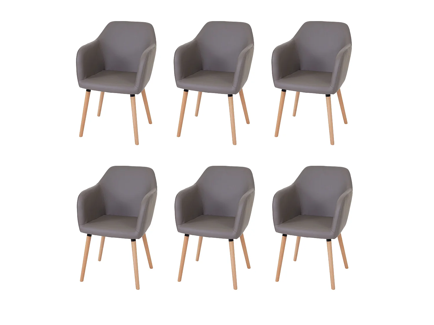 Esszimmerstuhl Vaasa T381 (6er-Set), Kunstleder, taupe-grau, helle Beine