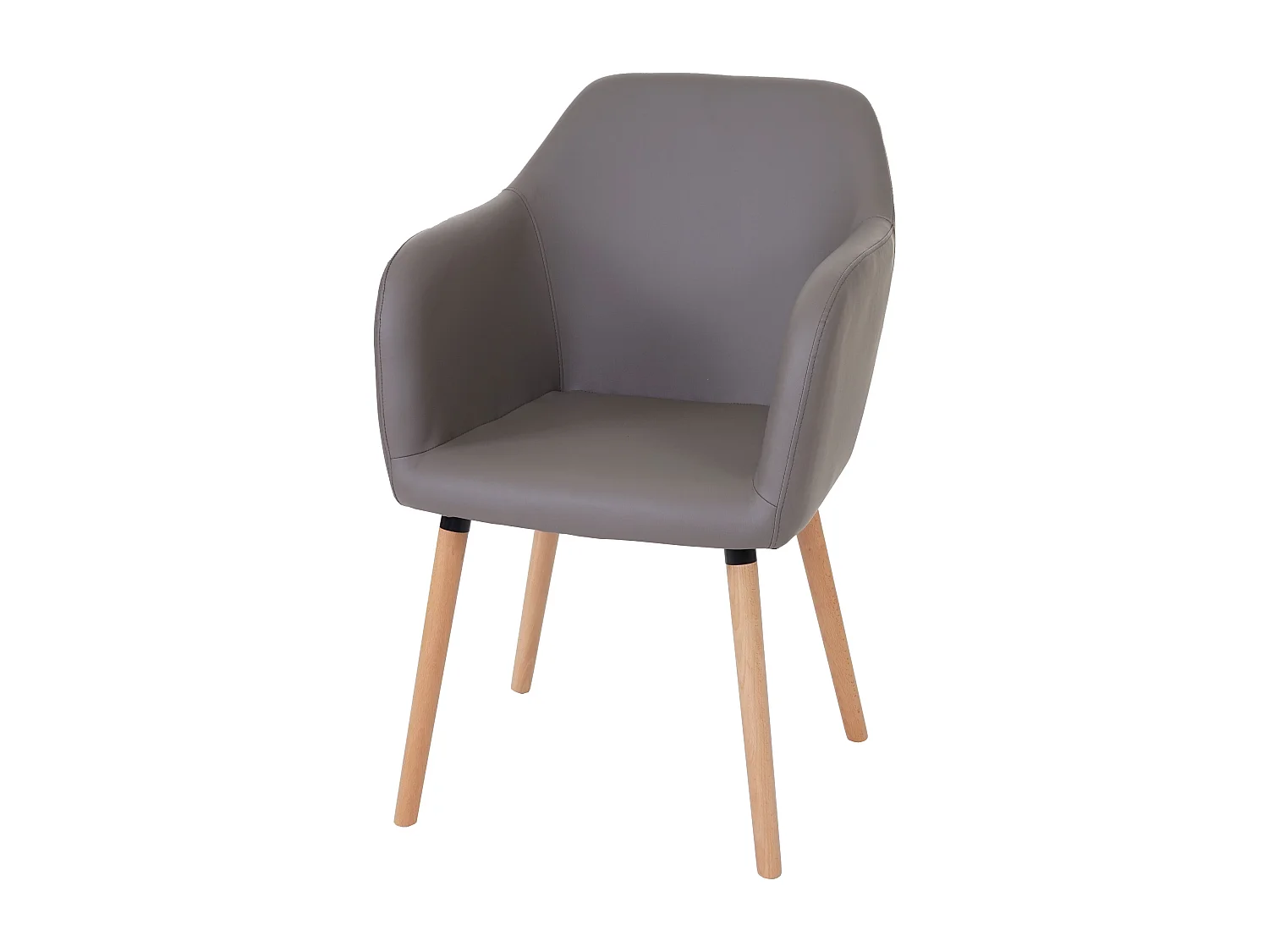 Esszimmerstuhl Vaasa T381 (6er-Set), Kunstleder, taupe-grau, helle Beine