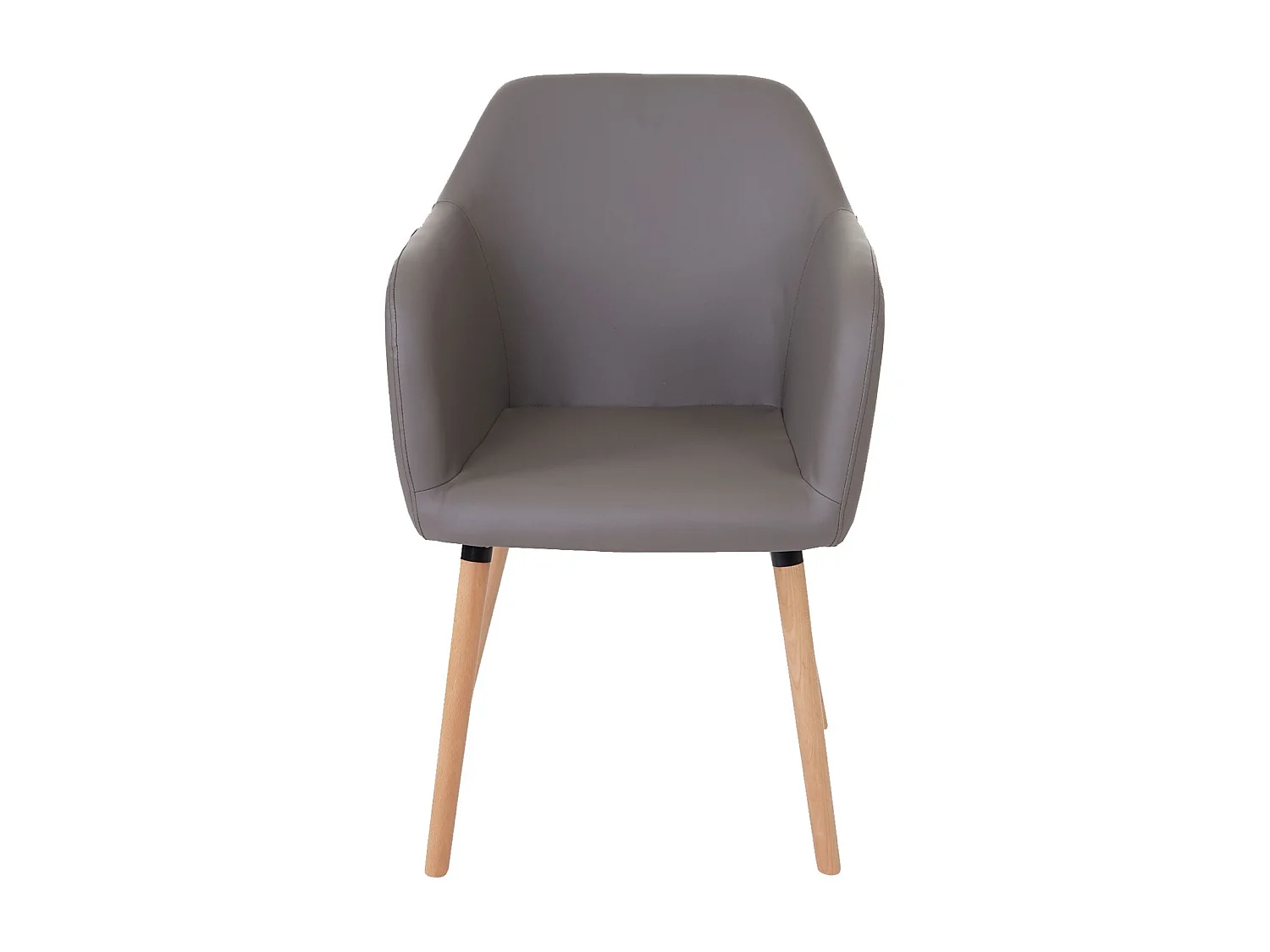 Esszimmerstuhl Vaasa T381 (6er-Set), Kunstleder, taupe-grau, helle Beine