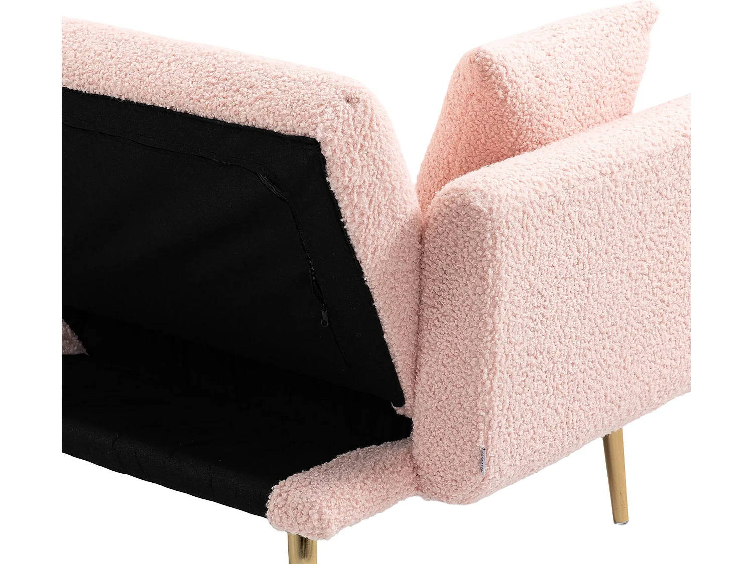 Fluwelen bank - zijbank, 2-zitsbank met metalen poten