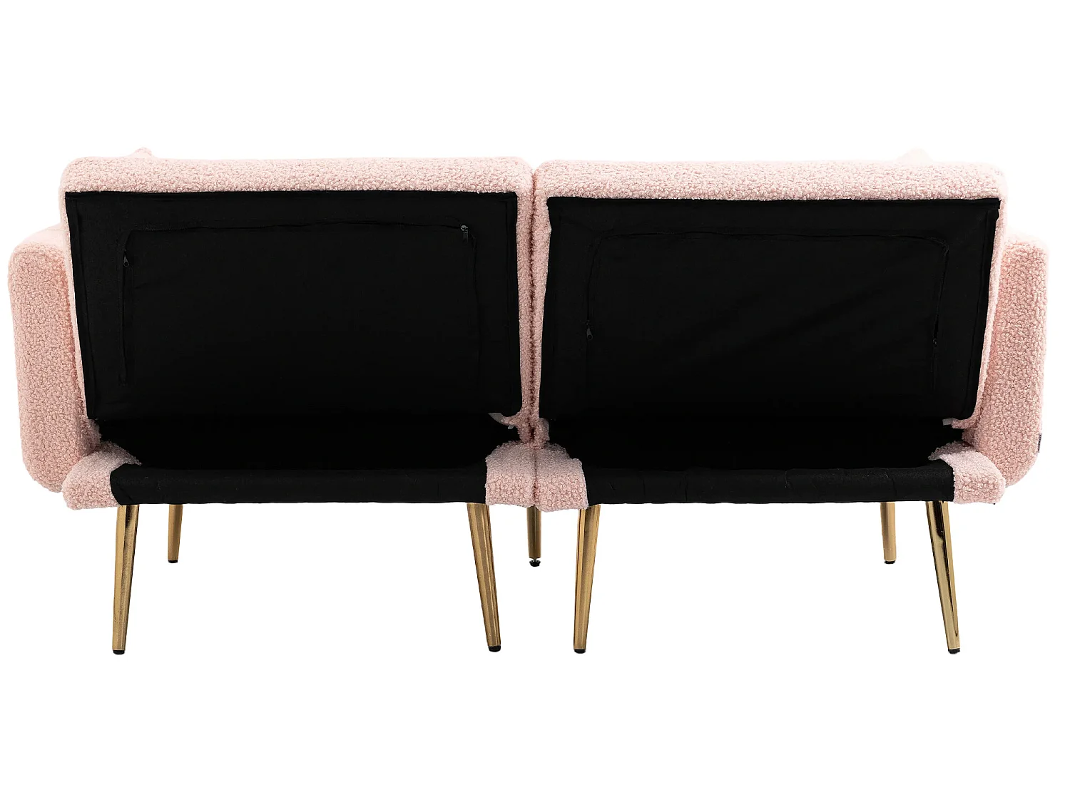 Fluwelen bank - zijbank, 2-zitsbank met metalen poten