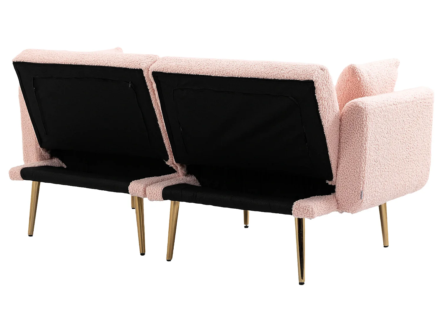 Fluwelen bank - zijbank, 2-zitsbank met metalen poten