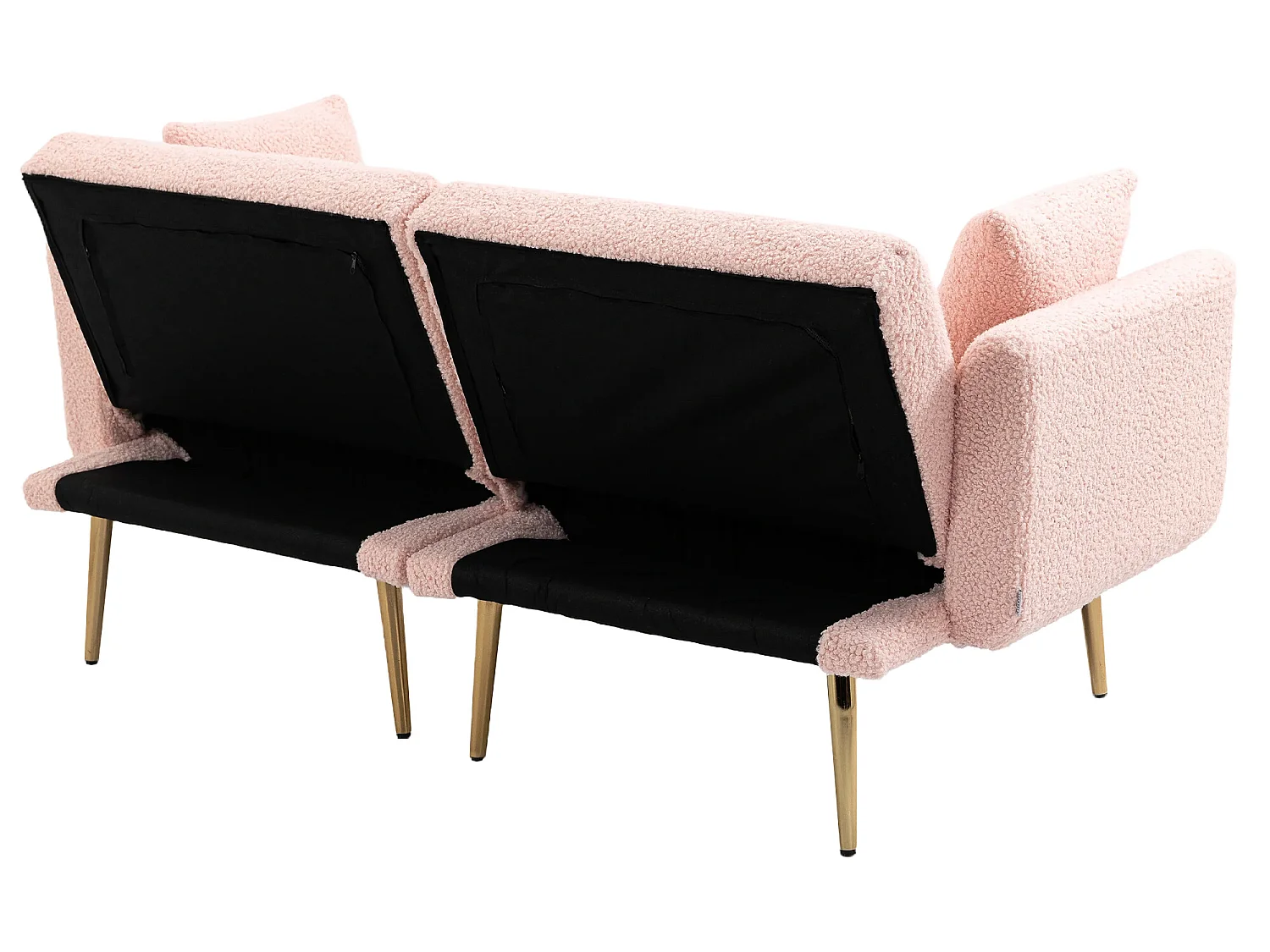 Fluwelen bank - zijbank, 2-zitsbank met metalen poten