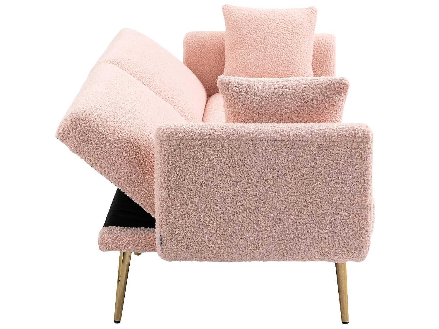 Fluwelen bank - zijbank, 2-zitsbank met metalen poten