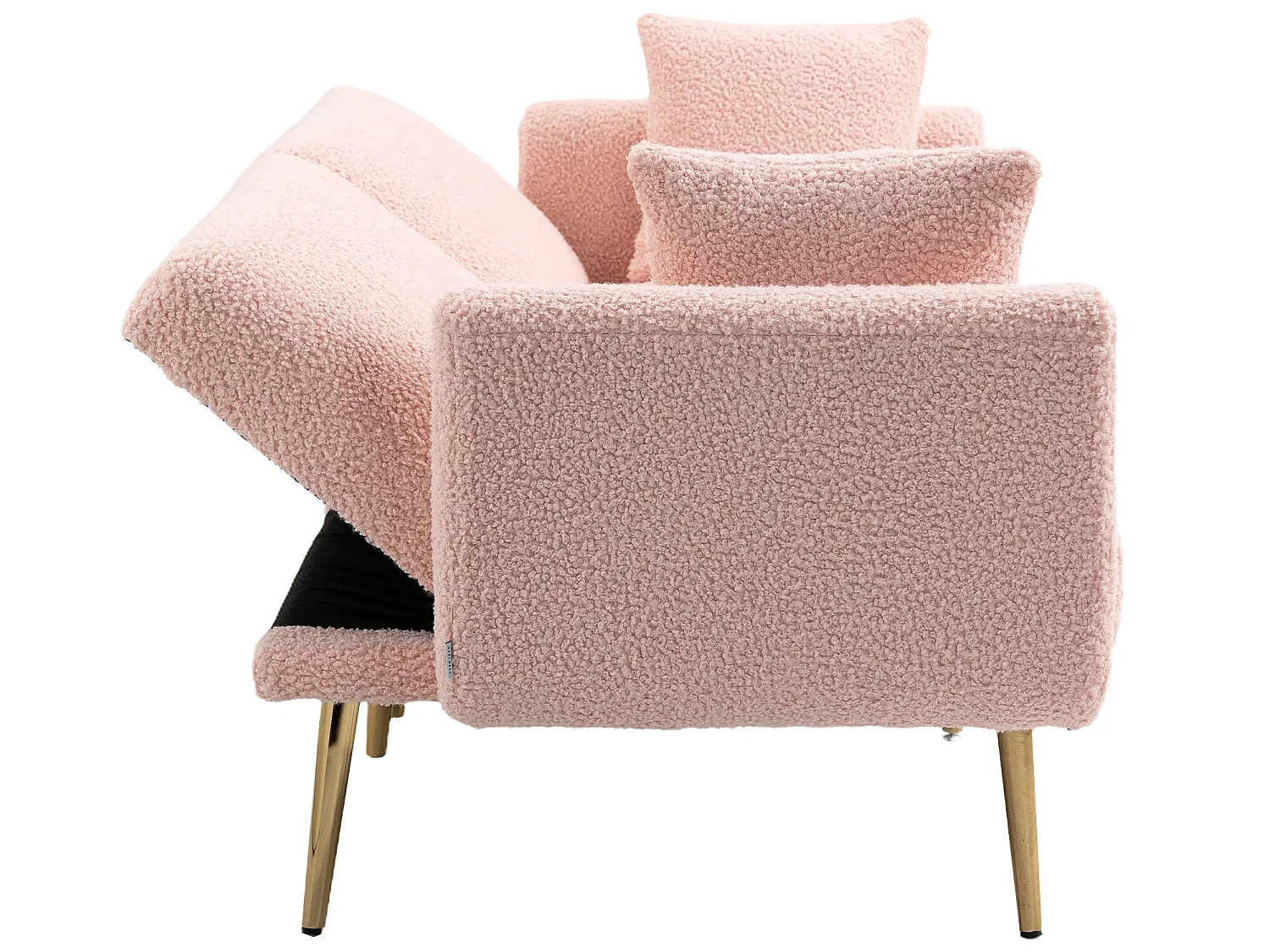 Fluwelen bank - zijbank, 2-zitsbank met metalen poten