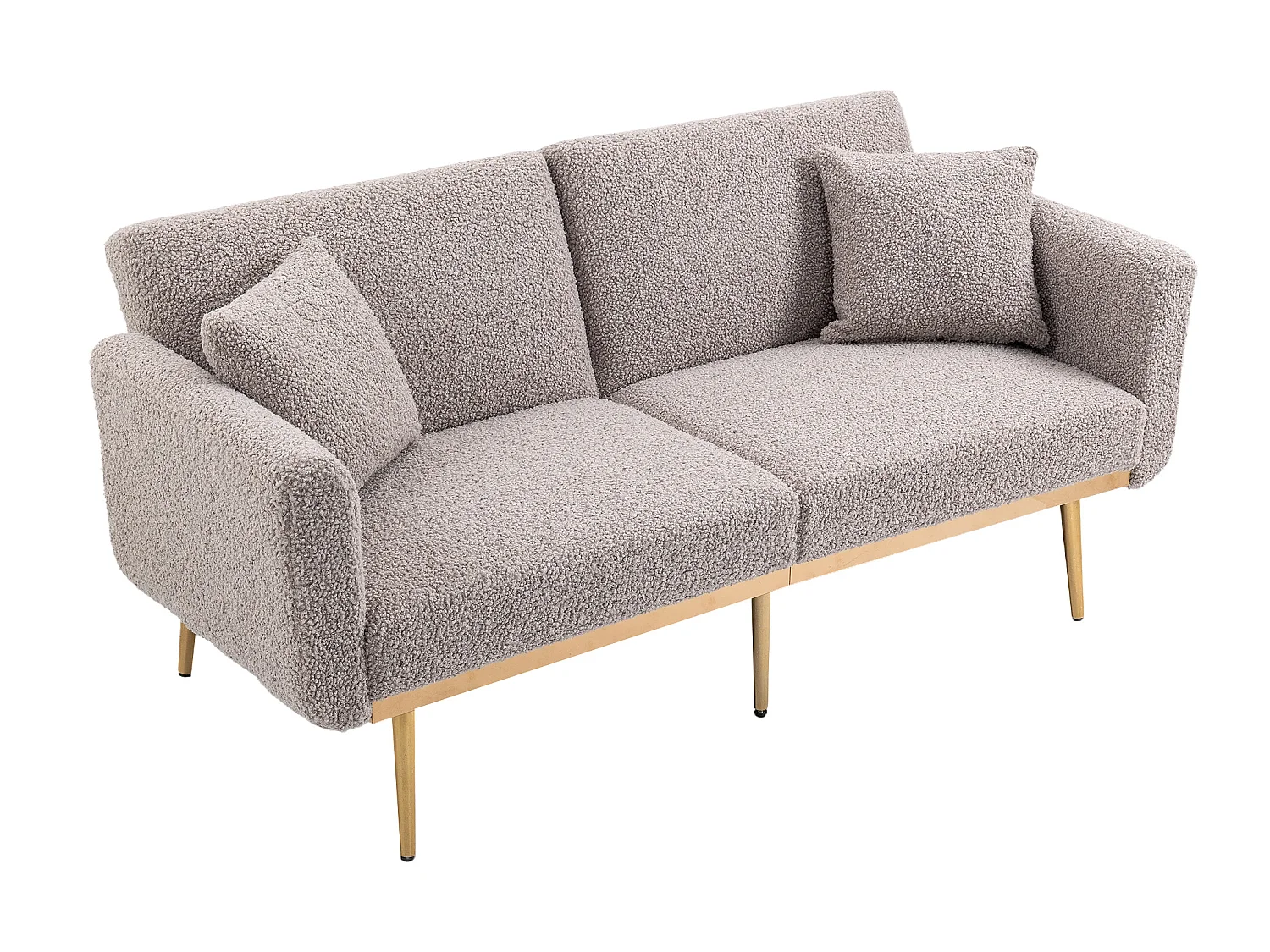Moderne fluwelen bank met metalen poten