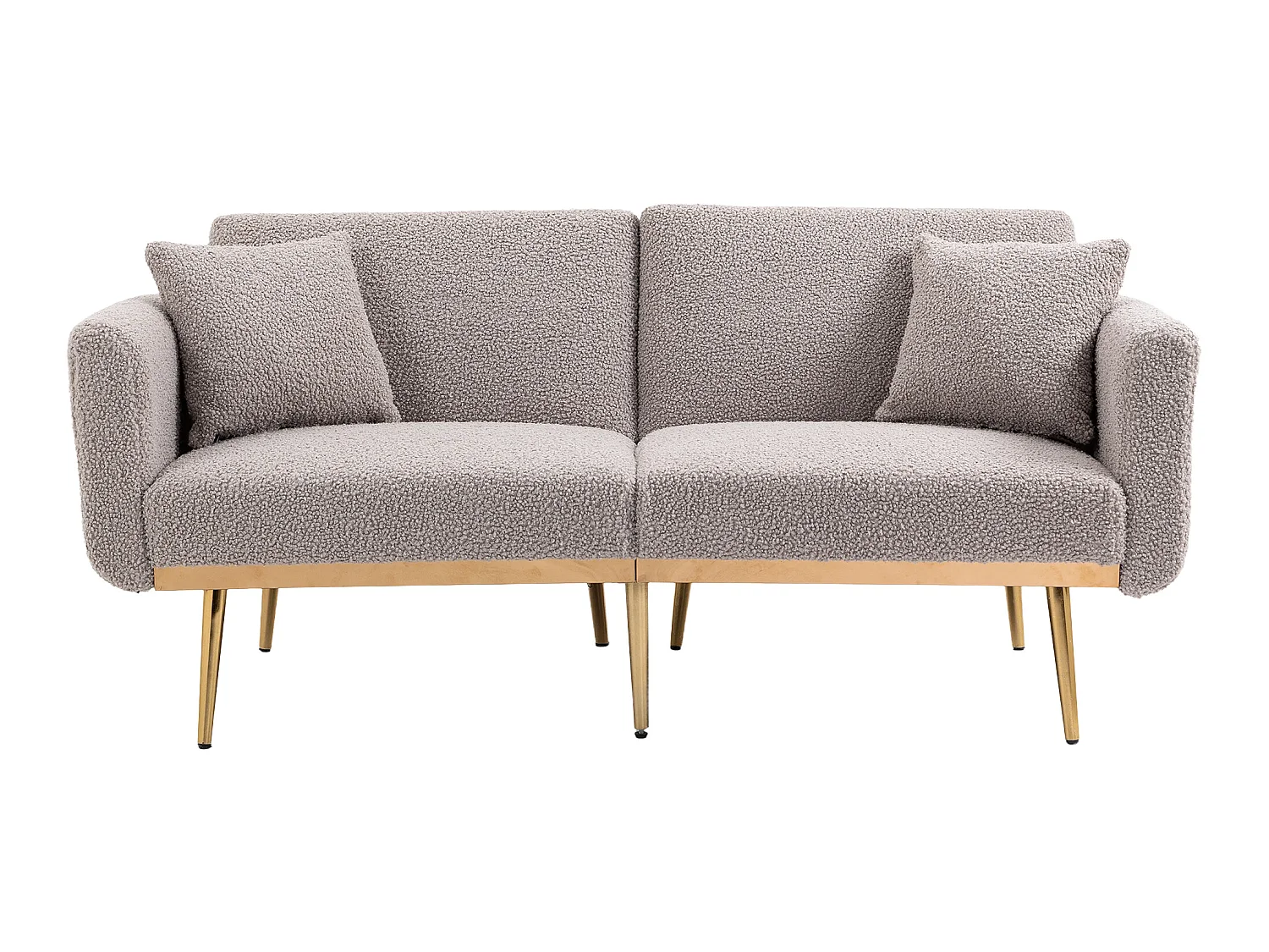 Moderne fluwelen bank met metalen poten