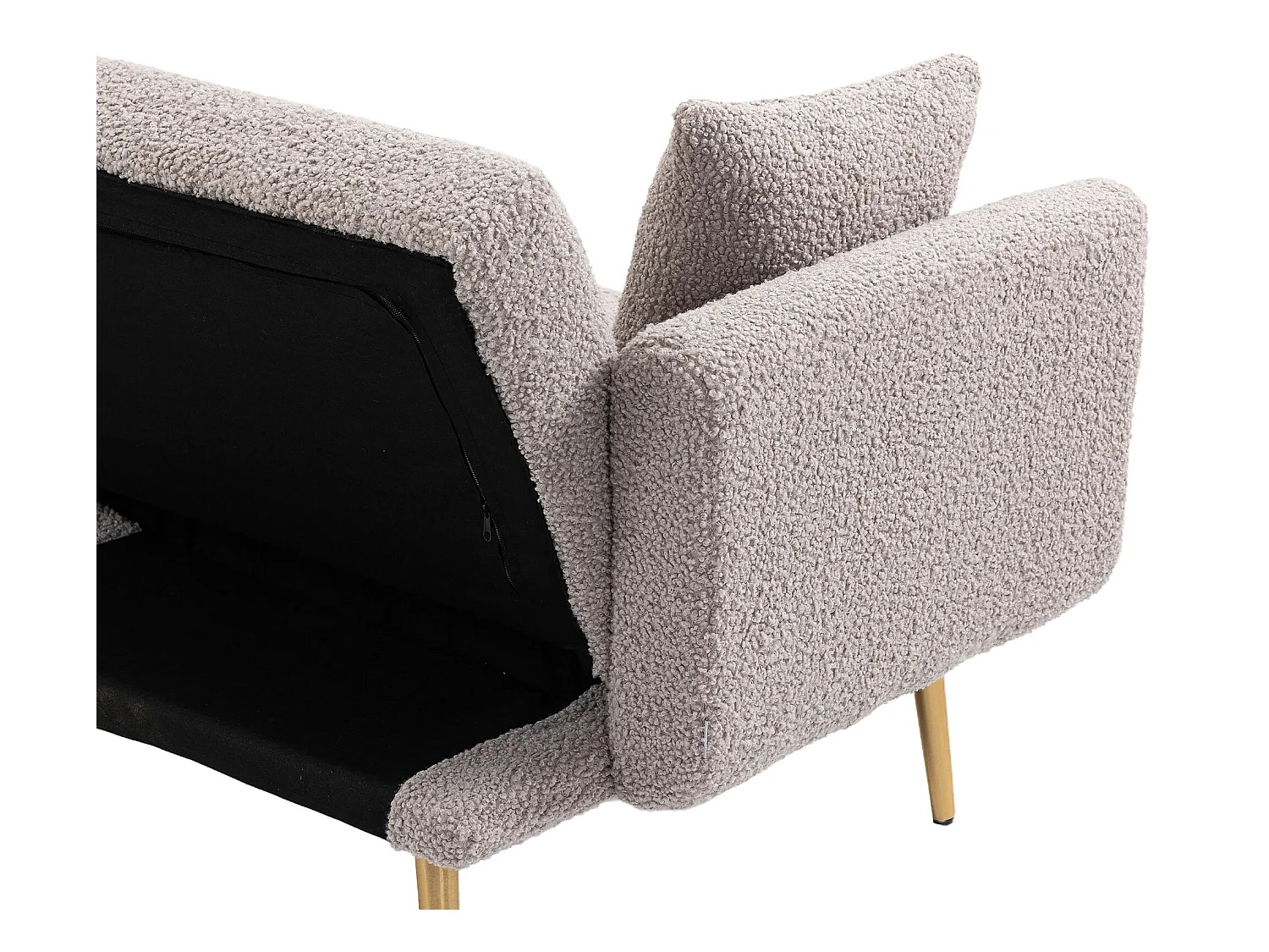 Moderne fluwelen bank met metalen poten