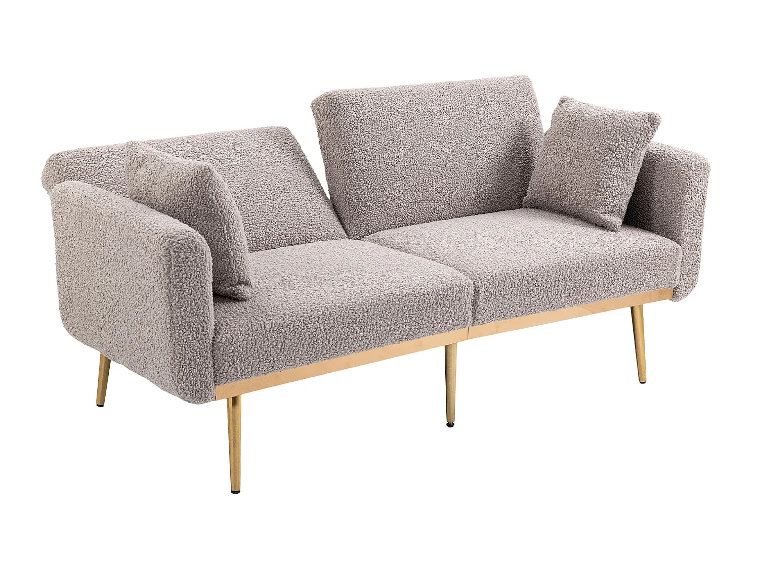 Moderne fluwelen bank met metalen poten