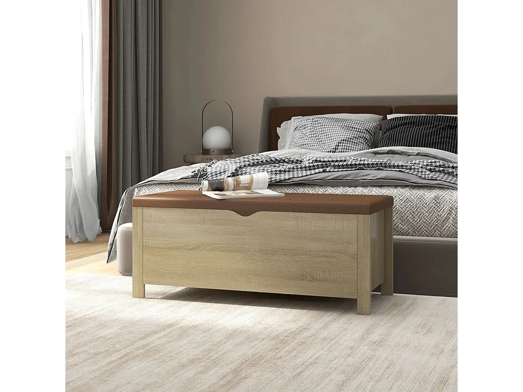 Contenitore con Cuscino Rovere Sonoma 105x40x45cm Multistrato