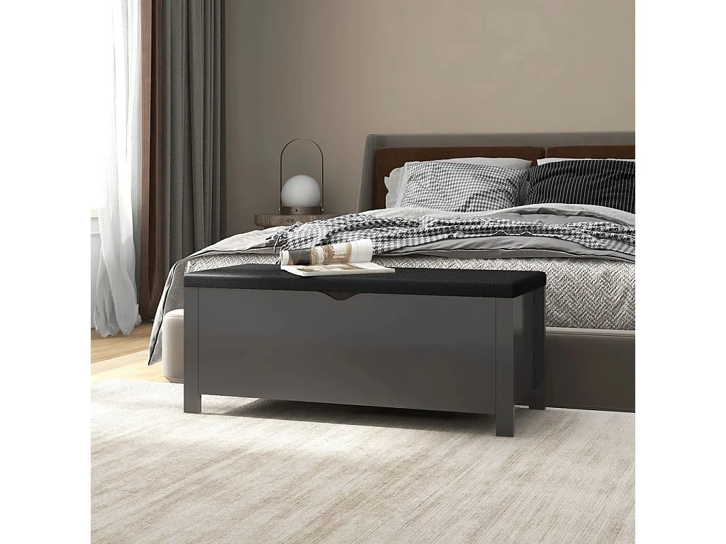 Caixa arrumação c/ almofadão contraplacado 105x40x45 cm cinza