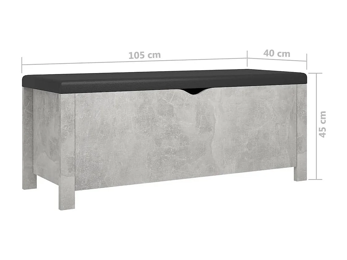 Sitzbank mit Stauraum und Kissen Betongrau 105x40x45cm