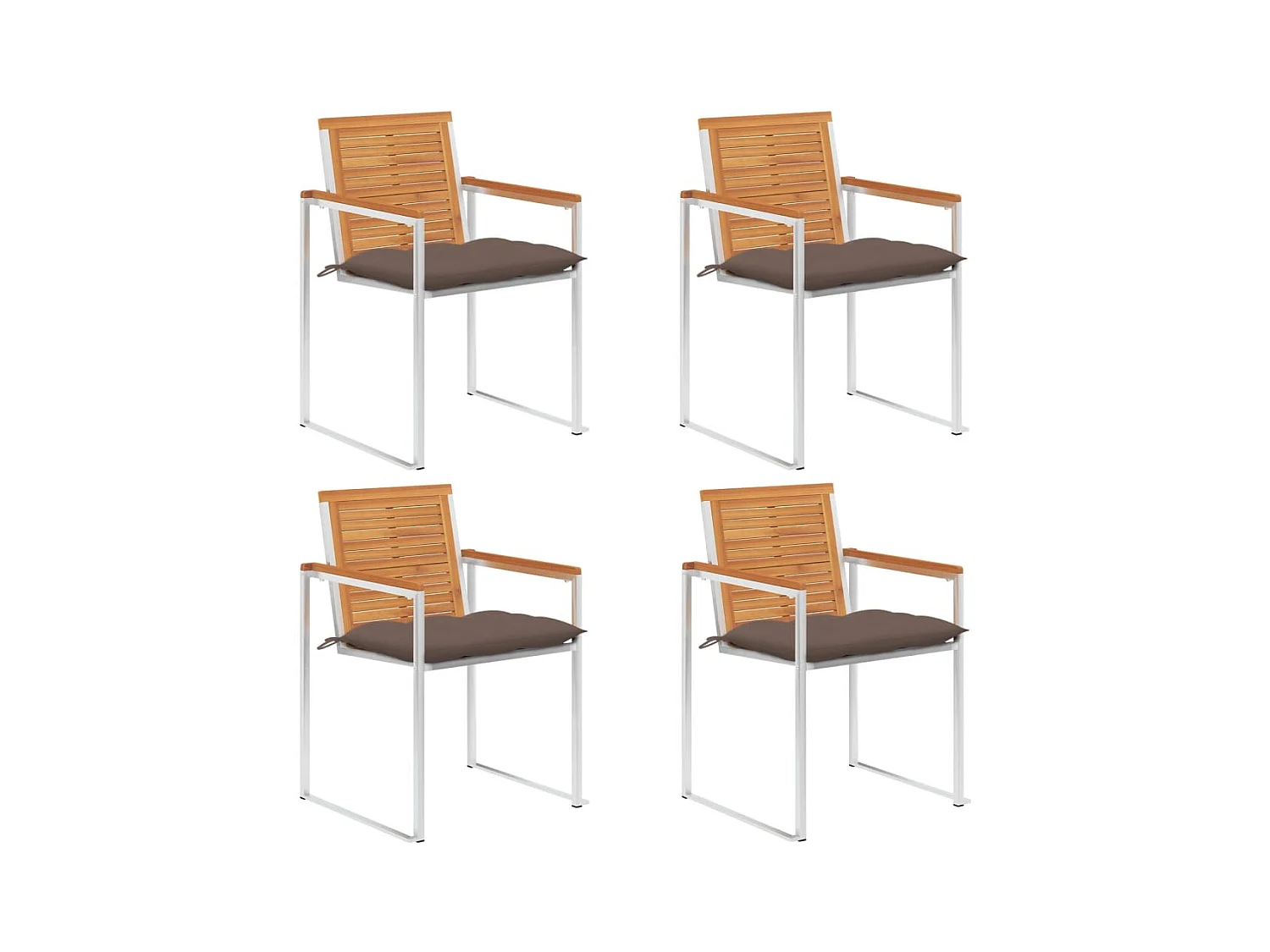 Tuinstoelen 4 st met kussens massief acaciahout