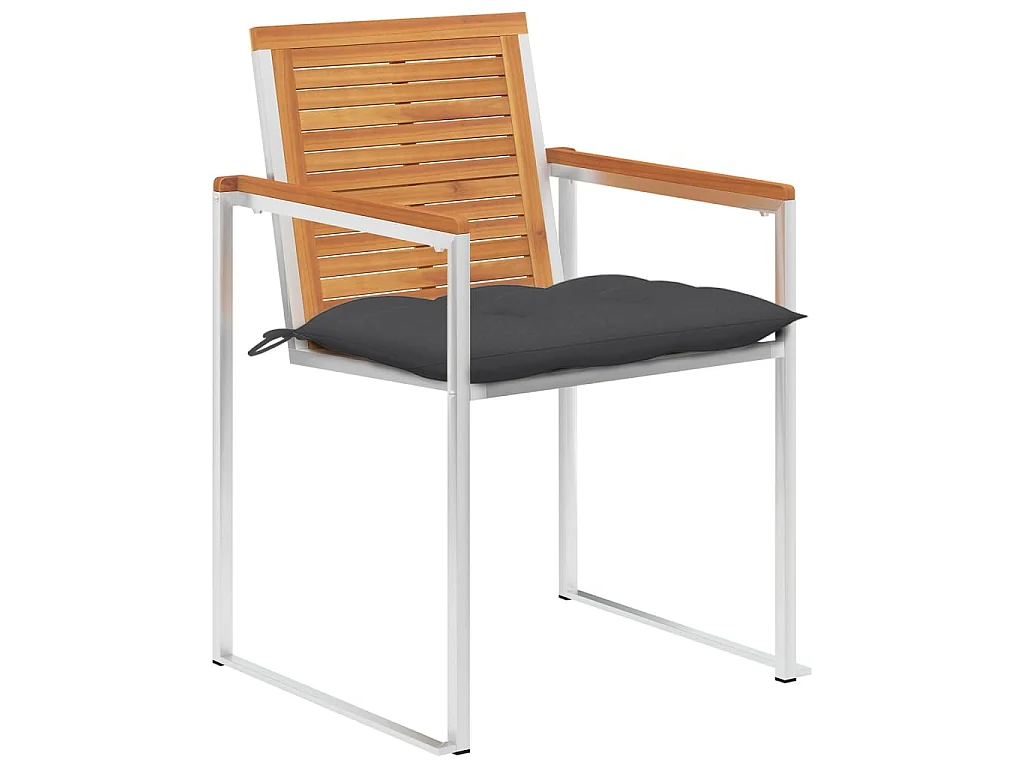 Chaises de jardin lot de 4 avec coussins Bois d'acacia massif
