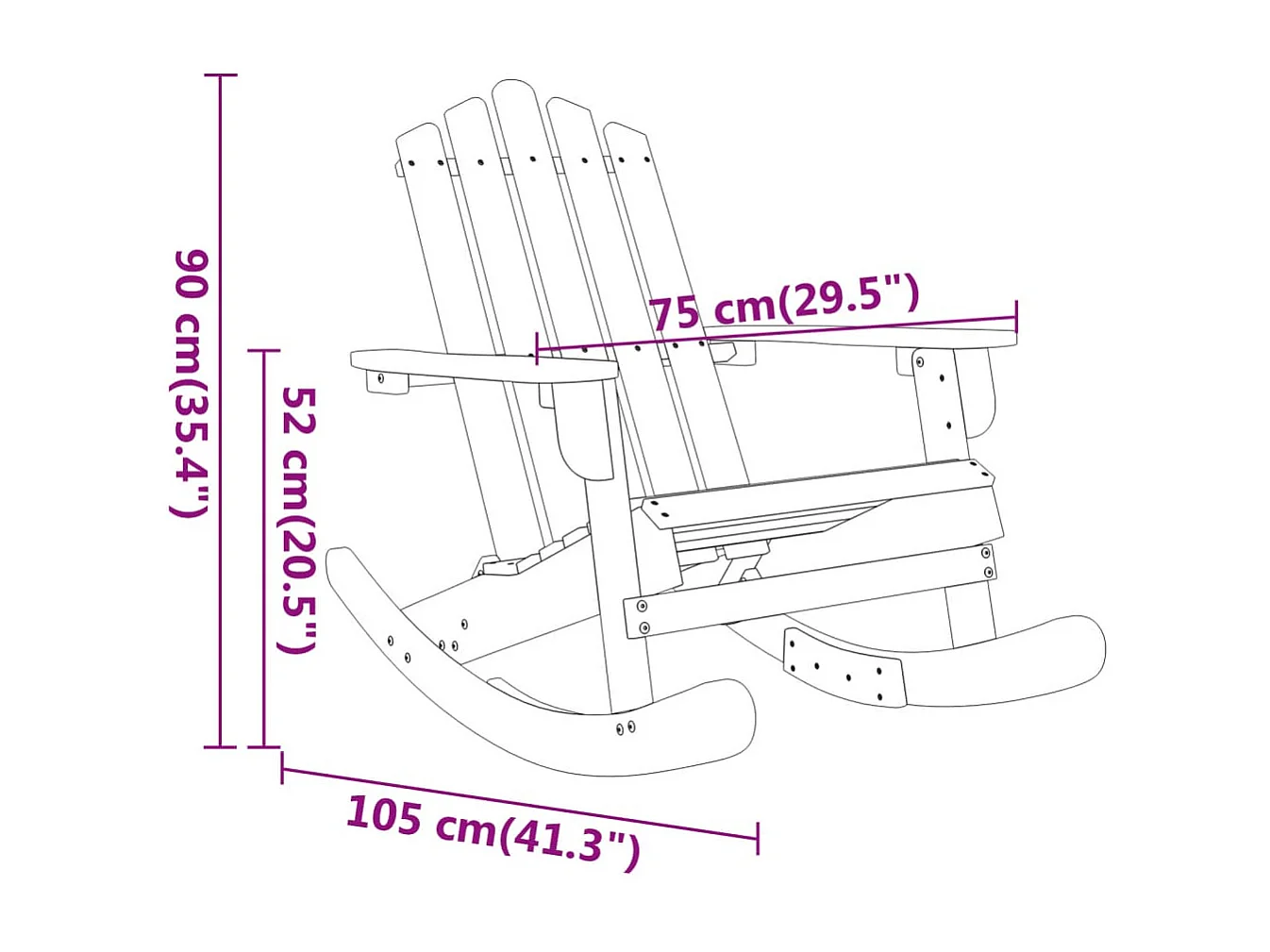 Chaise à bascule Adirondack bois massif d'acacia