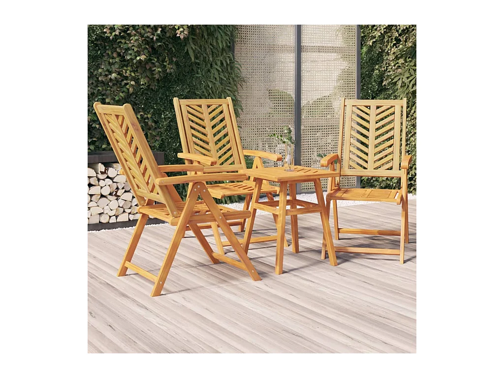 Gartenstühle Verstellbar 3 Stk. Massivholz Akazie