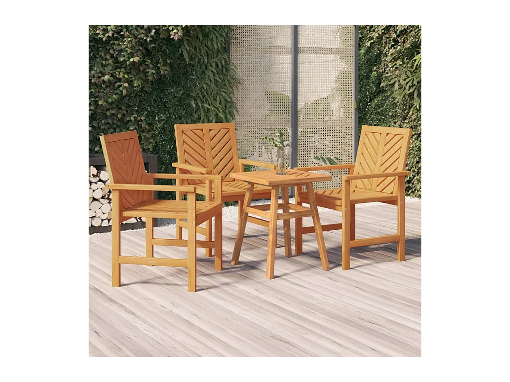 Chaises à manger de jardin lot de 3 bois massif d'acacia