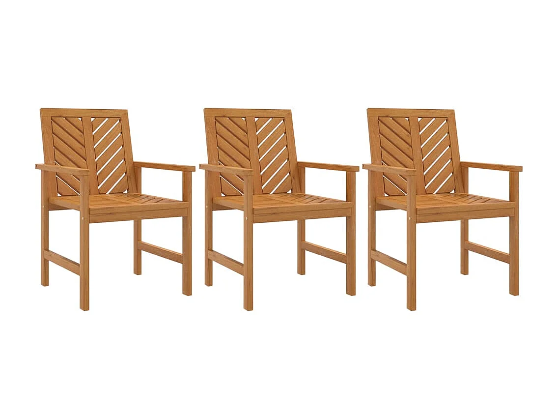 Chaises à manger de jardin lot de 3 bois massif d'acacia