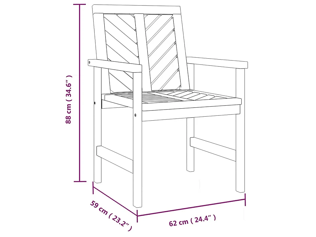 Garten-Essstühle 3 Stk. Massivholz Akazie
