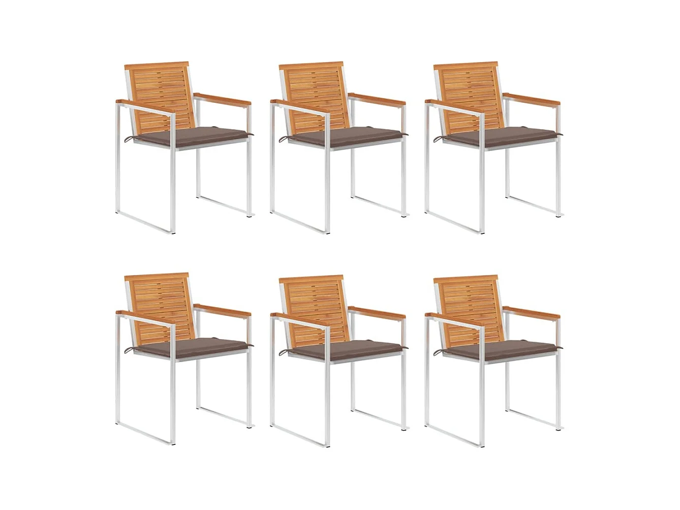 Chaises de jardin lot de 6 avec coussins Bois d'acacia solide