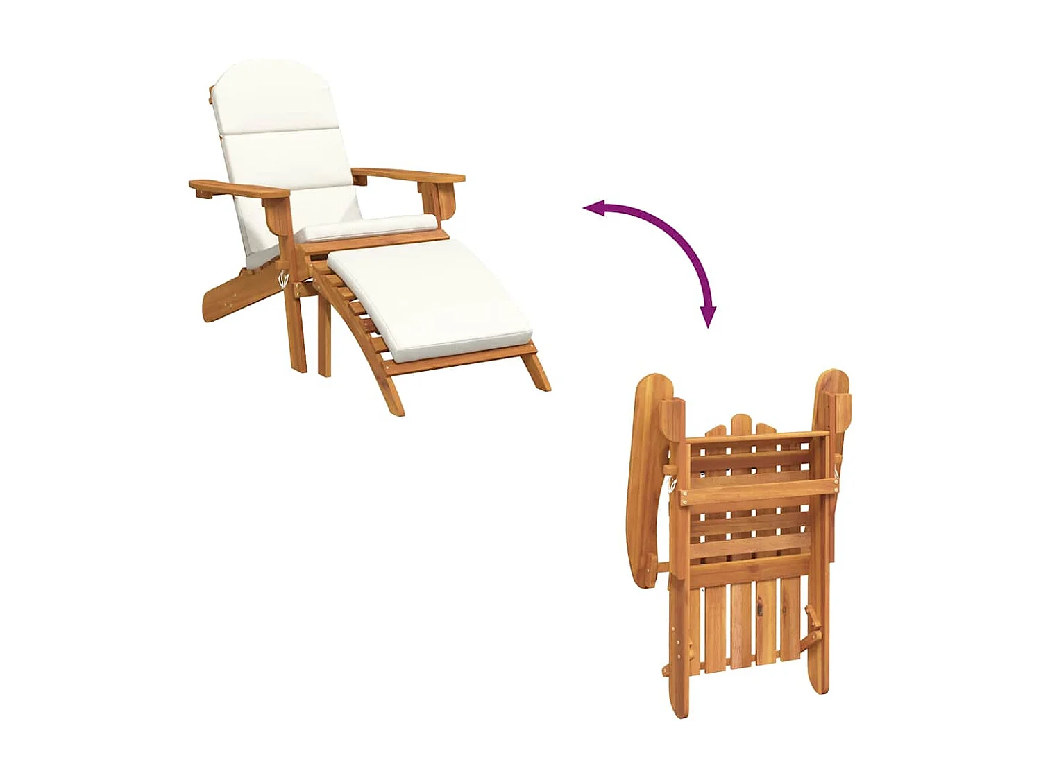 Chaise de jardin Adirondack et repose-pieds bois massif acacia