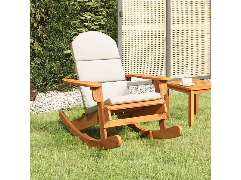 Chaise à bascule Adirondack avec coussins bois massif d'acacia