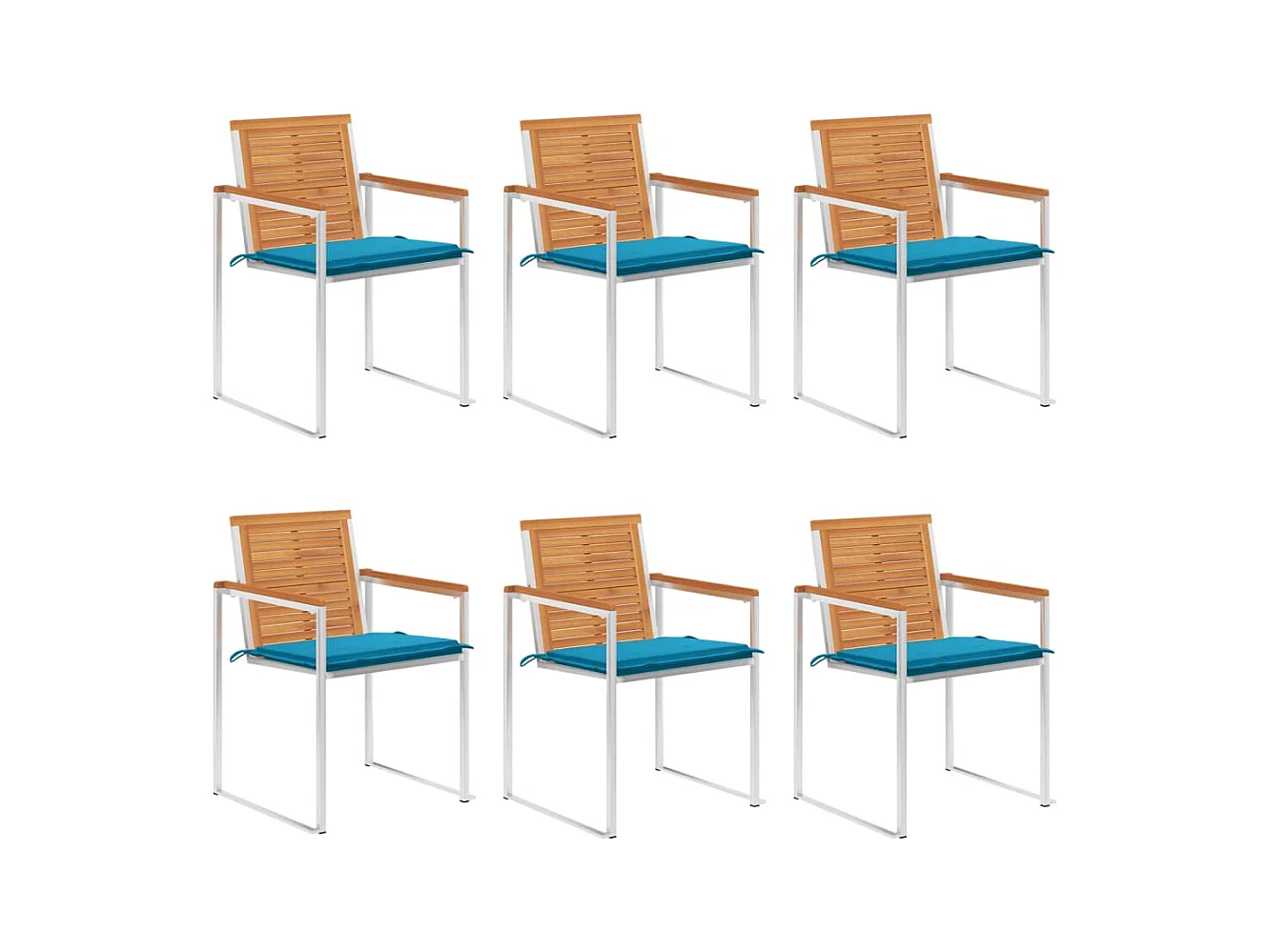 Chaises de jardin lot de 6 avec coussins Bois d'acacia solide